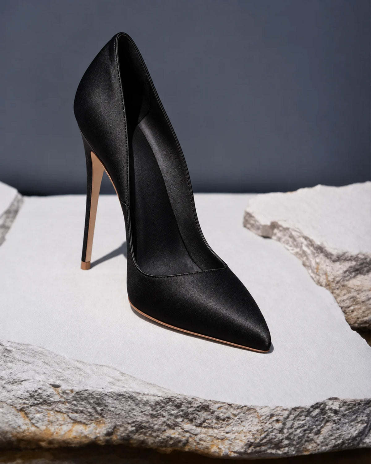 Noir Satin Pumps 120