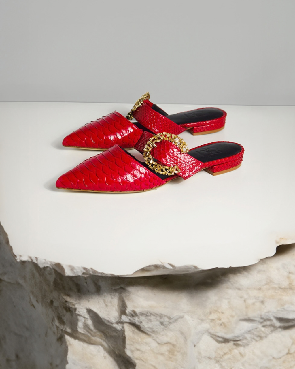 Adel Rouge Crystal Mules